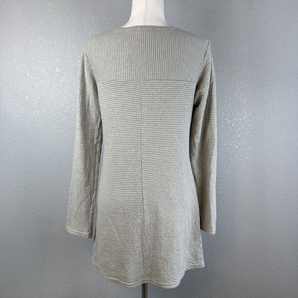 Cut Loose Womens Tunic Top Dress Size S Gray Cotton Knit Dot Stripe Pockets - Picture 5 of 7